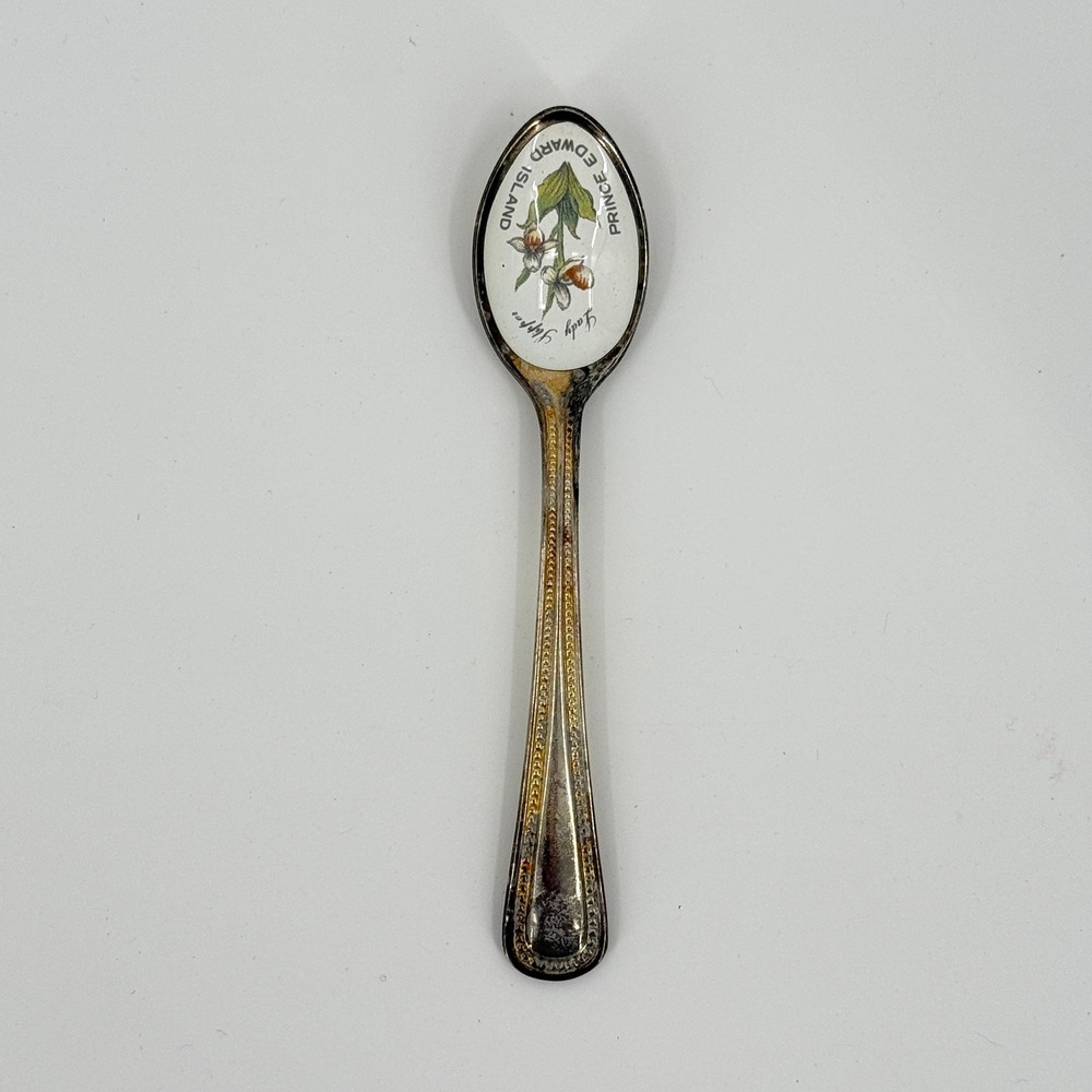 Vintage PEI Prince Edward Island Lady Slipper Souvenir Spoon Stainless Steel